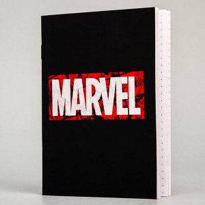 Блокнот А6 на скрепке, 32 листа в обложке софт-тач, Marvel black, Мстители