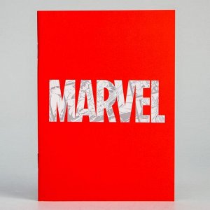 Блокнот А6 на скрепке, 32 листа в обложке софт-тач, Marvel red, Мстители