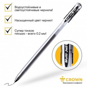 Ручка гелевая стандарт Crown Multi чёрная узел-игла 0,4мм одноразовая