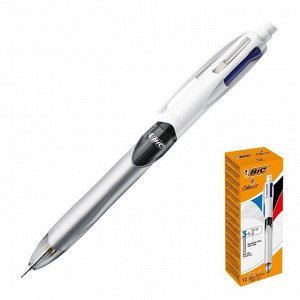 Ручка шариковая, автоматическая, 3-цветная ручка (синий, чёрный, красный) + механический карандаш, BIC 4 Colours 3 + 1 HB
