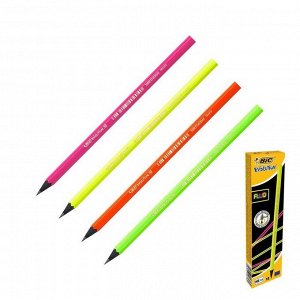 Карандаш чернографитный, HB, неоновые цвета корпуса, BIC Evolution Fluo