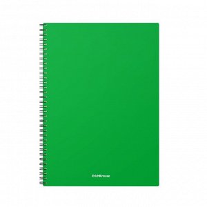 Тетрадь А6, 60 листов клетка на гребне Classic, пластиковая обложка, зелёная
