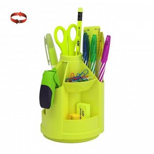 Набор настольный ErichKrause Mini Desk Neon Solid, 13 предметов, вращающийся, жёлтый