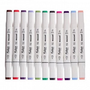 Набор двухсторонних маркеров для скетчинга Mazari Fantasia White, 48 цветов, чехол на молнии