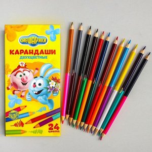 Двухсторонние цветные карандаши, 24 цвета, «Смешарики», 12 штук