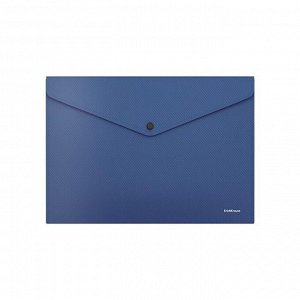 Папка-конверт на кнопке А4, 160 мкм, ErichKrause Diagonal Classic, с тиснением, непрозрачная, синяя