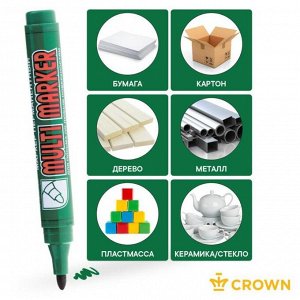 Маркер перманентный 3.0 мм Crown MULTI MARKER зелёный