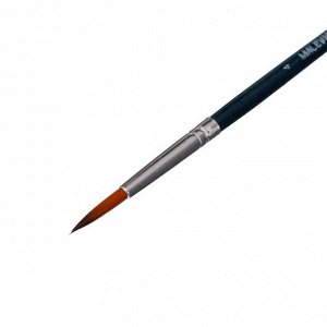 Кисть круглая, Andy, № 4, d-4.0 мм, L-18 мм (короткая ручка), синий лак, «Малевичъ», синтетика