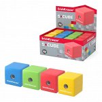 Точилка 1 отверстие с контейнером ErichKrause S-Cube с контейнером, микс 4В 50141 5471672