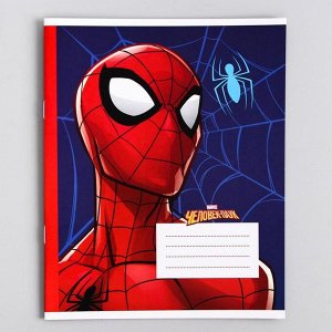 Тетрадь 12 листов в линейку, 5 видов МИКС, обложка мелованный картон, Человек-паук