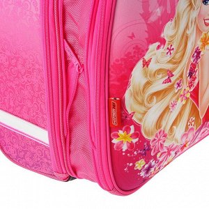 Рюкзак каркасный Hatber, 37 х 29 х 17, Ergonomic, для девочки, "Барби", розовый