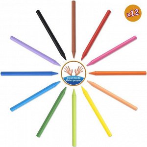 Цветные мелки 12 цветов, детские, пластиковые, ударопрочные, BIC Kids Plastidecor