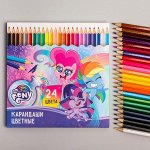 Карандаши 24 цвета &quot;Пинки Пай&quot; заточенные, шестигранные, картонная упаковка, европодвес, My Little Pony