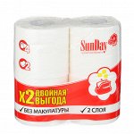 Pulp Туалетная бумага SunDay 2-х слойная белая, 4шт