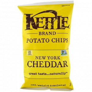 Kettle Foods, Картофельные чипсы, нью-йоркский чеддер, 142 г (5 унций)