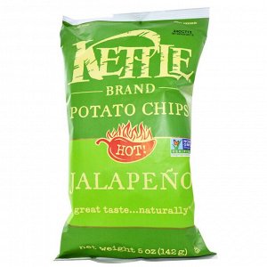 Kettle Foods, картофельные чипсы, острые халапеньо, 142 г (5 унций)