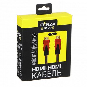 Кабель FORZA HDMI-HDMI 1,4, 10,2 Гбит/с, 5м, медь, пластик