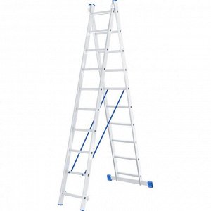 Лестница "Сибртех" 97910, алюминиевая, двухсекционная, 2х10 ступеней