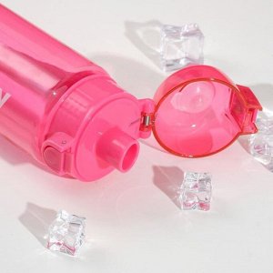 Бутылка для воды Enjoy sports, 800 мл, клик, на ремешке, розовый 8х26 см
