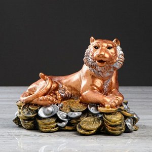 Копилка "Тигр на монетах" бронзовый цвет, цветная 18 х 24 см