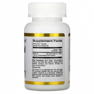 California Gold Nutrition, липосомальный витамин D3, 25 мкг (1000 МЕ), 60 растительных капсул