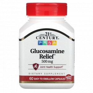 Глюкозамин 21st Century, Глюкозамин-облегчение, 500 мг, 60 капсул, легко глотающихся
Глюкозамин сульфат поддерживает здоровье суставов и хрящей.