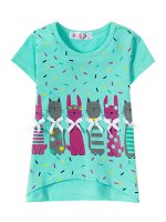 Футболки для девочек &quot;Kittens green&quot;, цвет Зеленый