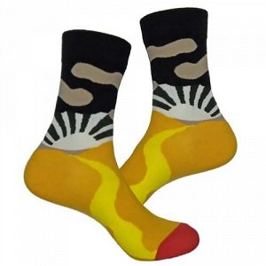 25660 Дизайнерские носки серии В гармонии с природой "После грозы всегда приходит солнце", р-р 36-40 (желтый/черный), 2690000025660