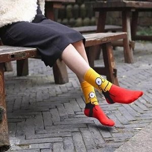 28500 Тематические носки серии Симпсоны "Барт Симпсон", р-р 36-42 (красный/черный/желтый)