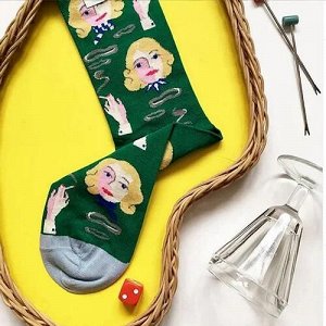 23659 Дизайнерские носки серии Легендарные личности  "В образе Мерилин Монро", р-р 36-41 (зеленый), 2690000023659