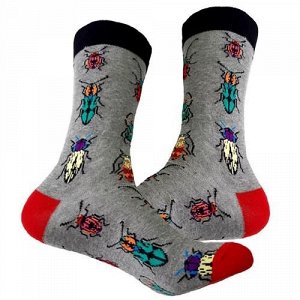 21457 Дизайнерские носки серии В гармонии с природой "Священный скарабей", р-р 40-46 (СЕРЫЙ), 2690000021457