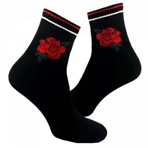 24892 Дизайнерские носки серии В гармонии с природой "Алая роза", р-р 36-43 (черный), 2690000024892