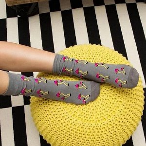15500 Дизайнерские носки серии В гармонии с природой "Розовые грибы", р-р 38-45 (серый)