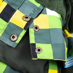 Куртка Состав: Верх- 100% полиэстер, Подкладка- 80% хлопок, 20% полиэстер, Утеплитель- 100% полиэстер, 300 г/м2
 Цвет: зеленый, жёлтый
 Год: 2021
*	Куртка зимняя PlayToday со следующими характеристика