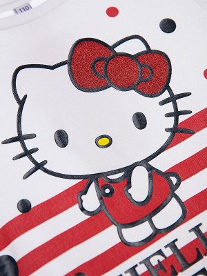 Комплект Состав: 95% хлопок, 5% эластан
Цвет: белый, красный
Год: 2021
*	Комплект: футболка с принтом Hello Kitty, леггинсы
*	из качественного эластичного и приятного на ощупь трикотажа джерси
*	высок