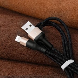 Кабель USB - Apple lightning Hoco X26 Xpress  100см 3A (black/gold)