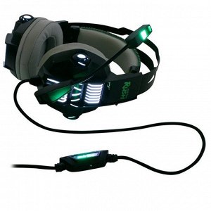 Компьютерная гарнитура Smart Buy SBHG-5200 RUSH STORMER, игровая с подсветкой USB+3.5 jack (black/green)