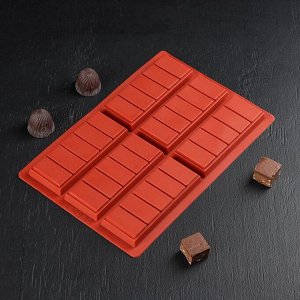 Форма для шоколада «Плитка», 26?17?1,5 см, 6 ячеек (11,3?4,4 см), цвет шоколадный