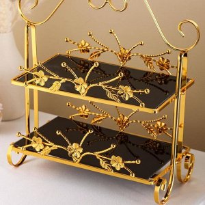 Подставка для десертов 2-х ярусная «Венеция», 30x17,5x32 см, цвет металла золотой