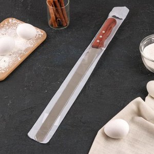 Нож для бисквита мелкие зубцы, рабочая поверхность 35 см, деревянная ручка