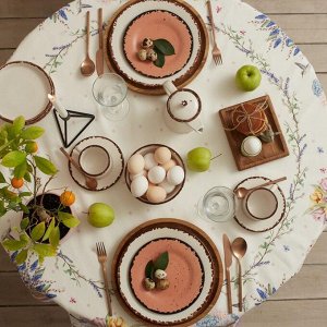 Скатерть Этель Spring easter d=214 см +/-3 см, 100% хлопок, саржа 190 г/м²