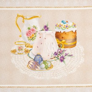 Дорожка на стол «Пасхальные куличи», 40x146 см, 100% хлопок, саржа 190 г/м²