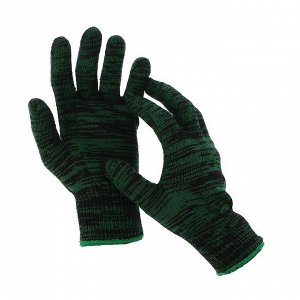 Перчатки, х/б, вязка 10 класс, 4 нити, размер 9, зелёные, «Двойные»