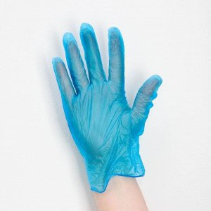 Перчатки хозяйственные виниловые A.D.M, размер L, 100 шт/уп, цвет голубой