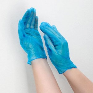 Перчатки виниловые A.D.M., размер L, 100 шт/уп, цвет голубой