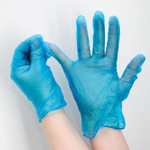 Перчатки A.D.M. виниловые, размер XL, 100 шт/уп, цвет голубой