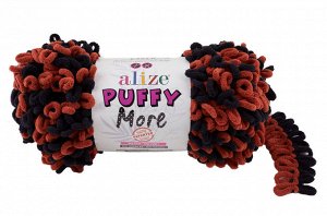 Пряжа Alize Puffy MORE 150 гр  №6262 Черный/Терракот