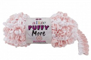 Пряжа Alize Puffy MORE 150 гр №6272 Белый/Св.розовый