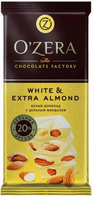 Шоколад O'Zera White and Extra Almond 90г