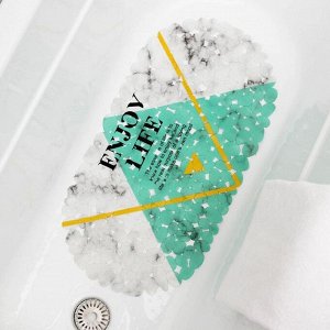 SPA-коврик для ванны на присосках Доляна «Геометрика», 38x66 см, цвет бирюзово-серый